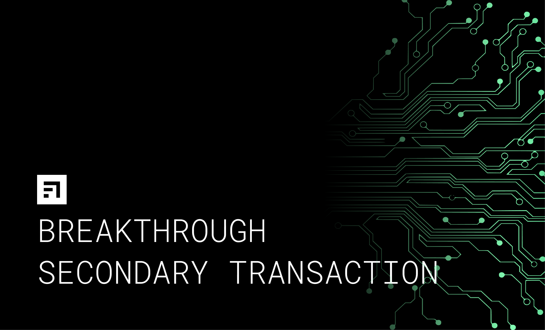 cover for Announcing our Secondary Transaction